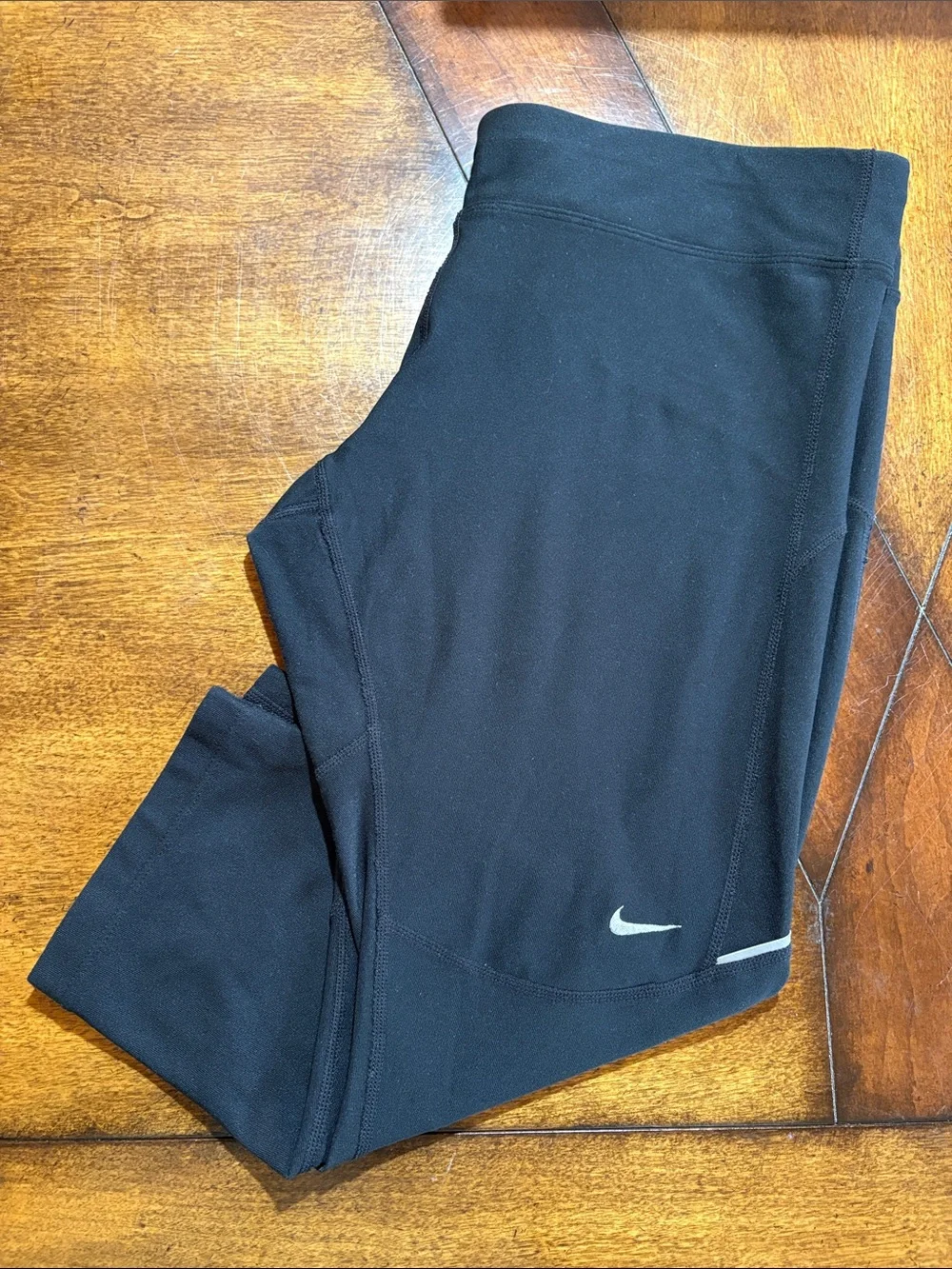 Nike Dri-Fit Black Women’s Athletic Running Leggings Reflective Swoosh Size XL